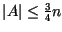 $\vert A\vert\leq \frac{3}{4} n$
