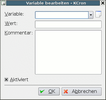 Der Dialog Variablen bearbeiten