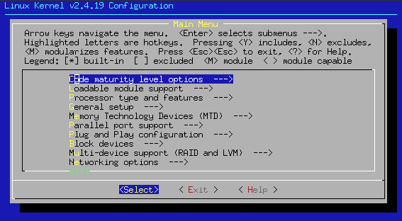 
make menuconfig in Aktion
     